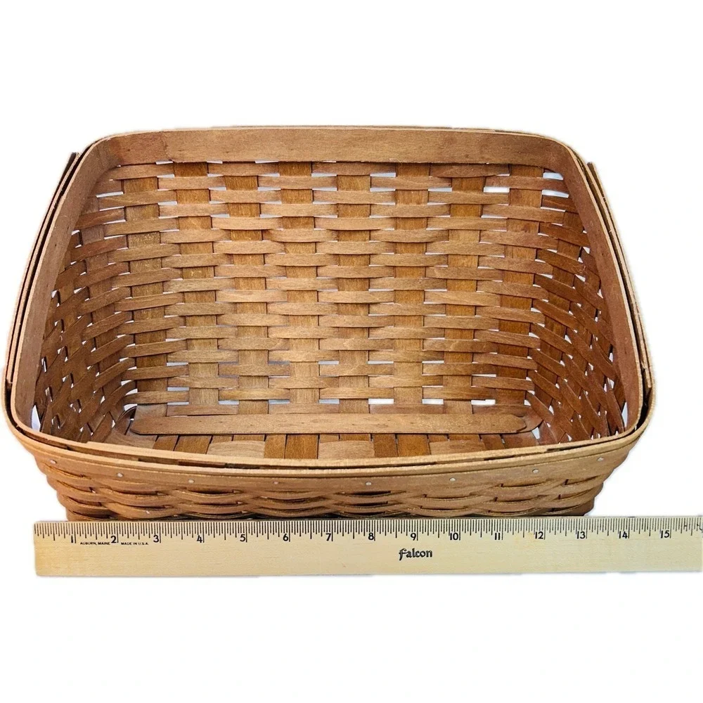 Longaberger 2007 LARGE DESKTOP Rich Brown Basket Wood Dividers Liner Protector - Picture 10 of 12